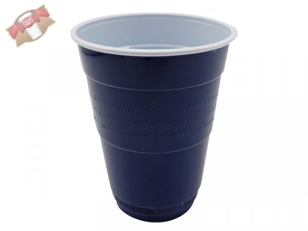 50 Stk. Beerpong Becher 16 oz 0,4 ltr. blau/weiß